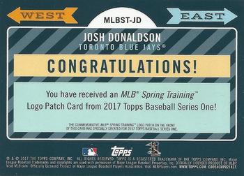2017 Topps - MLB Spring Training Manufactured Logo Patch Relics #MLBST-JD Josh Donaldson Back