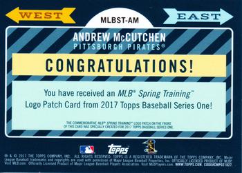 2017 Topps - MLB Spring Training Manufactured Logo Patch Relics Gold #MLBST-AM Andrew McCutchen Back