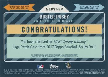 2017 Topps - MLB Spring Training Manufactured Logo Patch Relics Gold #MLBST-BP Buster Posey Back