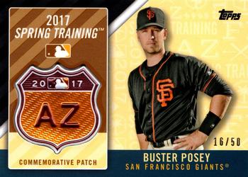 2017 Topps - MLB Spring Training Manufactured Logo Patch Relics Black #MLBST-BP Buster Posey Front