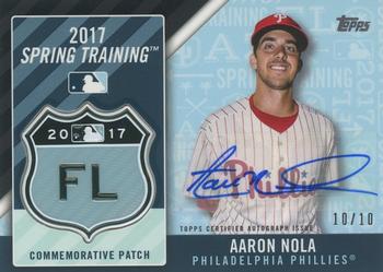 2017 Topps - MLB Spring Training Manufactured Logo Patch Relics Autographs #MLBSTA-AN Aaron Nola Front