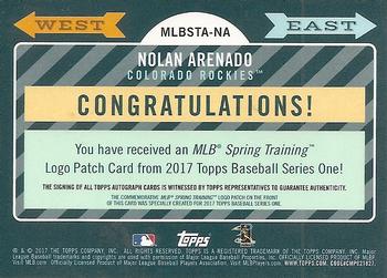 2017 Topps - MLB Spring Training Manufactured Logo Patch Relics Autographs #MLBSTA-NA Nolan Arenado Back