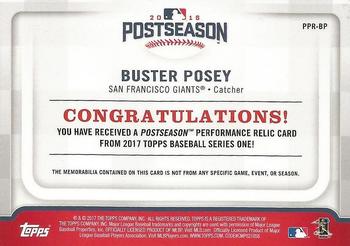 2017 Topps - Postseason Performance Relics #PPR-BP Buster Posey Back