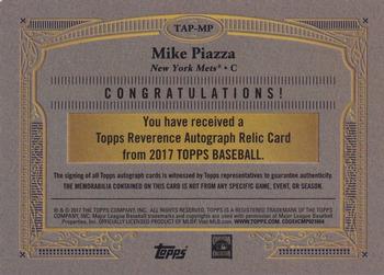 2017 Topps - Reverence Autograph Patch Relics #TAP-MP Mike Piazza Back