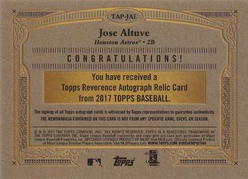 2017 Topps - Reverence Autograph Patch Relics #TAP-JAL Jose Altuve Back