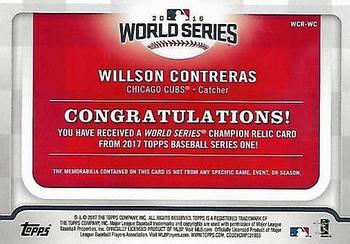 2017 Topps - World Series Champion Relics #WCR-WC Willson Contreras Back