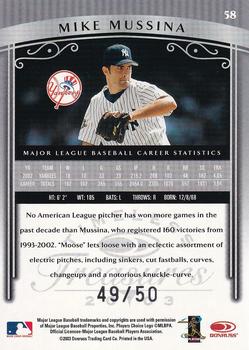 2003 Donruss Timeless Treasures - Silver #58 Mike Mussina Back