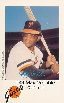 1979 San Francisco Giants Police #NNO Max Venable Front