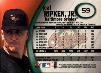 2001 Fleer E-X #59 Cal Ripken, Jr. Back