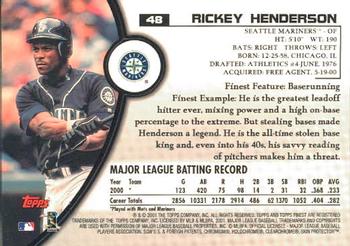 2001 Finest #48 Rickey Henderson Back