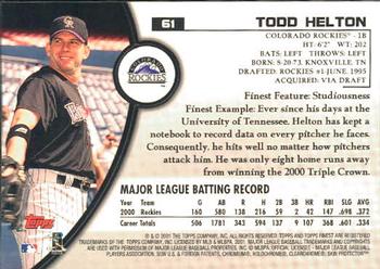 2001 Finest #61 Todd Helton Back