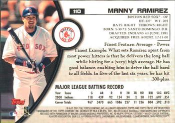 2001 Finest #110 Manny Ramirez Back