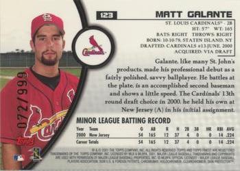2001 Finest #123 Matt Galante Back