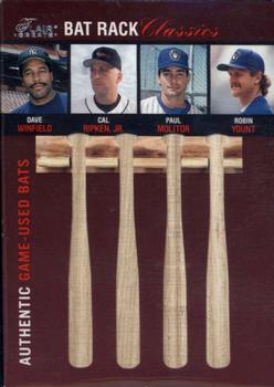 2003 Flair Greats - Bat Rack Classics Quads #NNO Dave Winfield / Cal Ripken, Jr. / Paul Molitor / Robin Yount Front