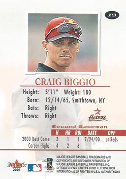 2001 Fleer Authority #19 Craig Biggio Back