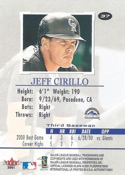 2001 Fleer Authority #37 Jeff Cirillo Back