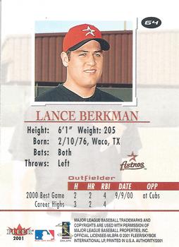 2001 Fleer Authority #64 Lance Berkman Back