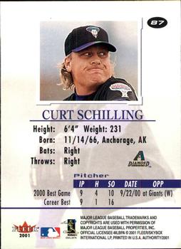 2001 Fleer Authority #87 Curt Schilling Back