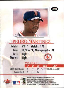 2001 Fleer Authority #90 Pedro Martinez Back