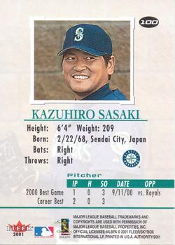 2001 Fleer Authority #100 Kazuhiro Sasaki Back