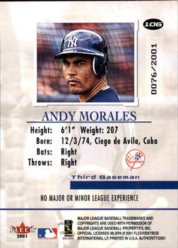 2001 Fleer Authority #106 Andy Morales Back