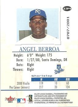 2001 Fleer Authority #134 Angel Berroa Back