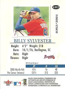 2001 Fleer Authority #137 Billy Sylvester Back