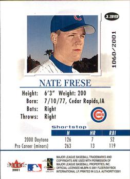 2001 Fleer Authority #139 Nate Frese Back