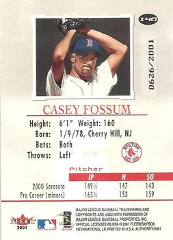 2001 Fleer Authority #140 Casey Fossum Back