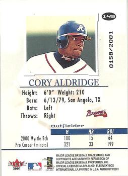 2001 Fleer Authority #145 Cory Aldridge Back