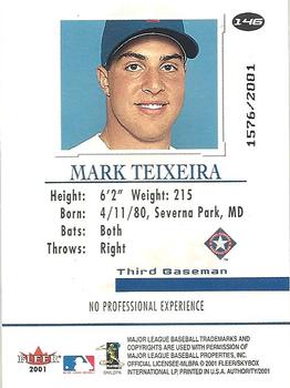 2001 Fleer Authority #146 Mark Teixeira Back