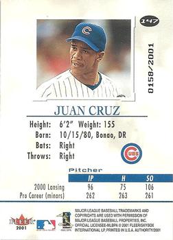 2001 Fleer Authority #147 Juan Cruz Back