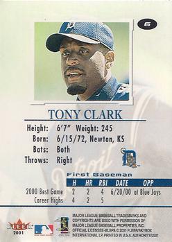 2001 Fleer Authority #6 Tony Clark Back