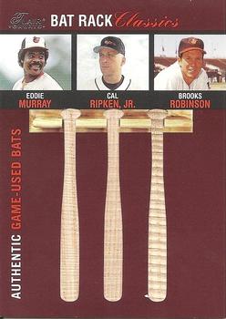 2003 Flair Greats - Bat Rack Classics Trios #NNO Eddie Murray / Cal Ripken Jr. / Brooks Robinson Front