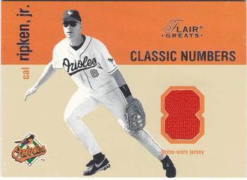 2003 Flair Greats - Classic Numbers Game Used #NNO Cal Ripken, Jr. Front