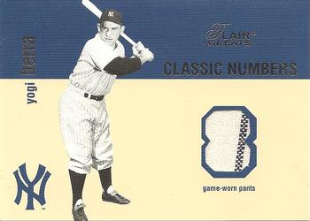2003 Flair Greats - Classic Numbers Game Used #NNO Yogi Berra Front