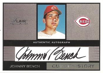 2003 Flair Greats - Cut of History Autographs #NNO Johnny Bench Front