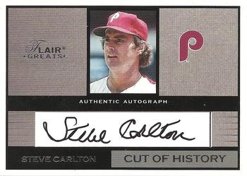 2003 Flair Greats - Cut of History Autographs #NNO Steve Carlton Front