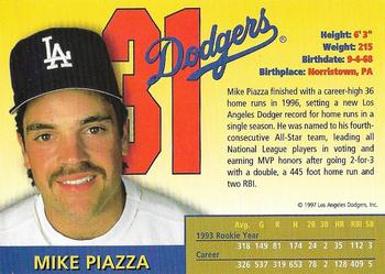 1997 Los Angeles Dodgers True Blue Club Rookie of the Year #2 Mike Piazza Back