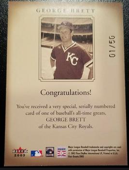 2003 Flair Greats - Greats of the Grain #NNO George Brett Back