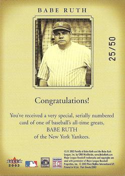 2003 Flair Greats - Greats of the Grain #NNO Babe Ruth Back