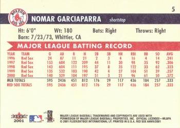 2001 Fleer Boston Red Sox 100th Anniversary #5 Nomar Garciaparra Back