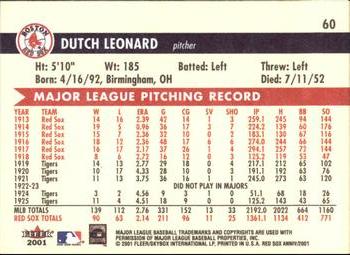 2001 Fleer Boston Red Sox 100th Anniversary #60 Dutch Leonard Back