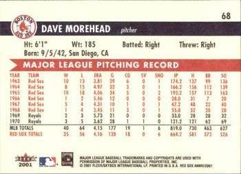 2001 Fleer Boston Red Sox 100th Anniversary #68 Dave Morehead Back