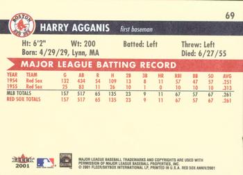 2001 Fleer Boston Red Sox 100th Anniversary #69 Harry Agganis Back