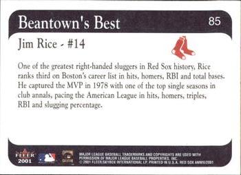 2001 Fleer Boston Red Sox 100th Anniversary #85 Jim Rice Back