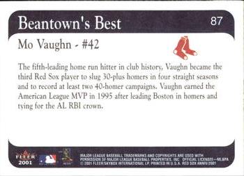 2001 Fleer Boston Red Sox 100th Anniversary #87 Mo Vaughn Back