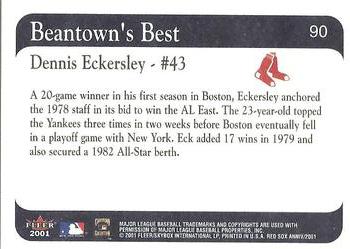 2001 Fleer Boston Red Sox 100th Anniversary #90 Dennis Eckersley Back
