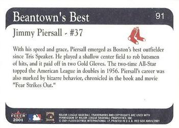 2001 Fleer Boston Red Sox 100th Anniversary #91 Jimmy Piersall Back
