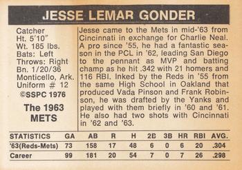 1976 SSPC 1963 New York Mets #NNO Jesse Gonder Back